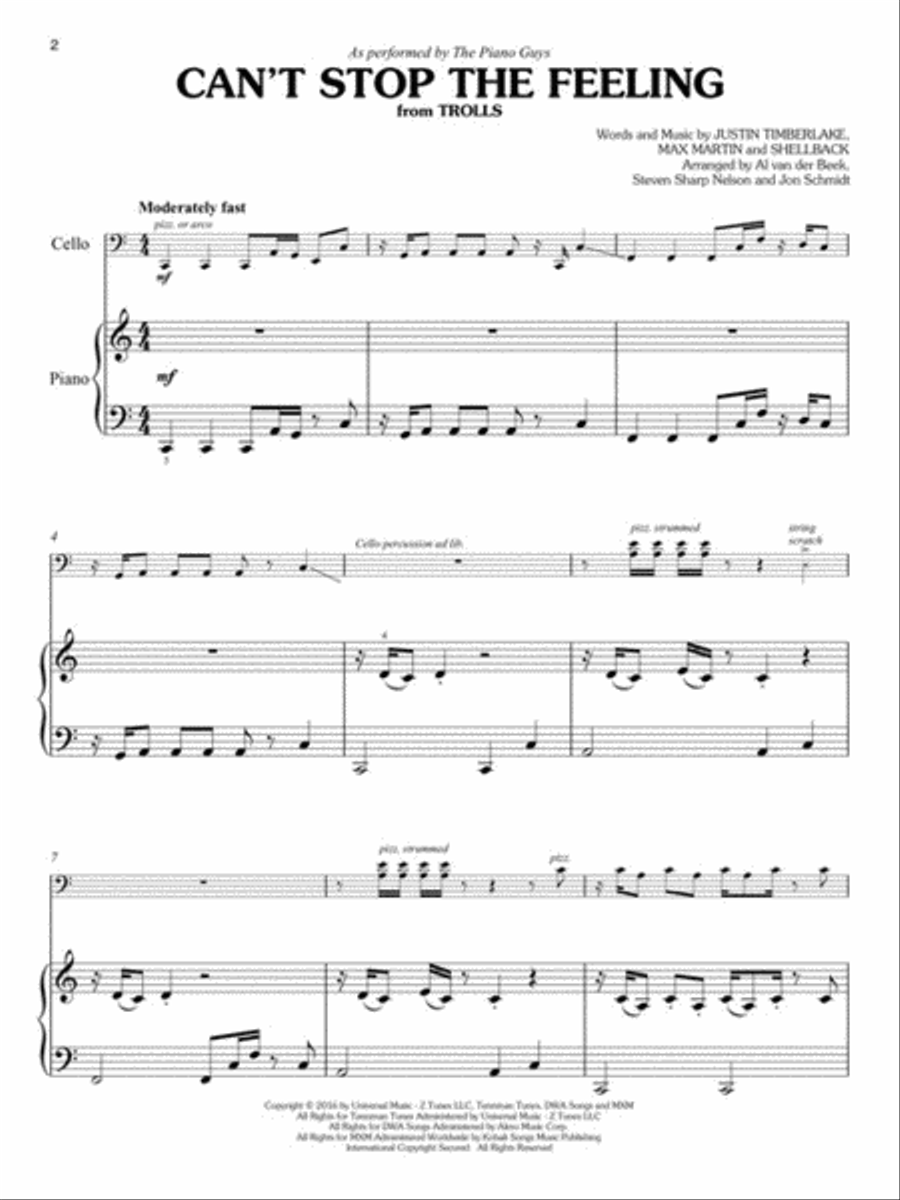 The Piano Guys – Simplified Favorites, Volume 2 Cello scores gallery preview page 3