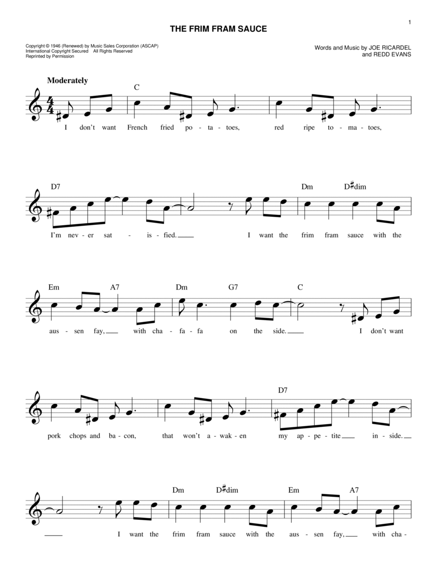 The Frim Fram Sauce The Frim Fram Sauce Piano scores gallery preview page 1
