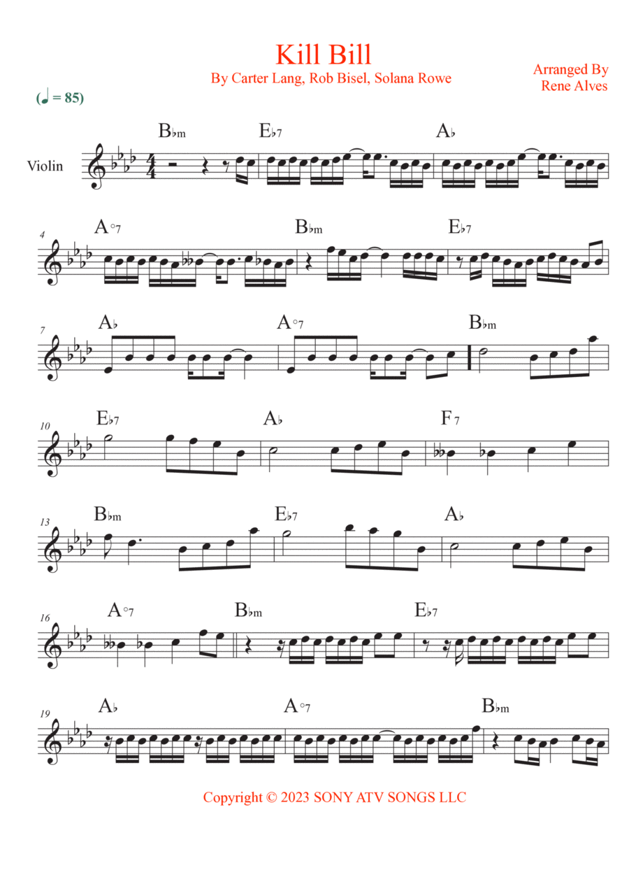 Kill Bill Violin Solo scores gallery preview page 1