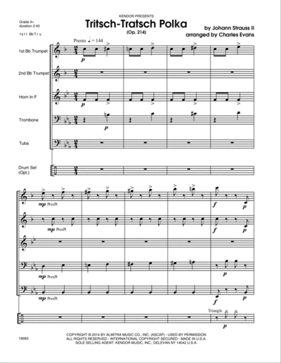 Tritsch-Tratsch Polka (Op. 214) Horn scores gallery preview page 2