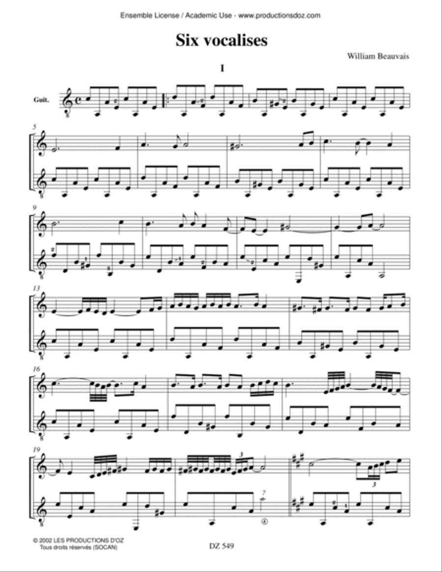 Six Vocalises Classical Guitar scores gallery preview page 2