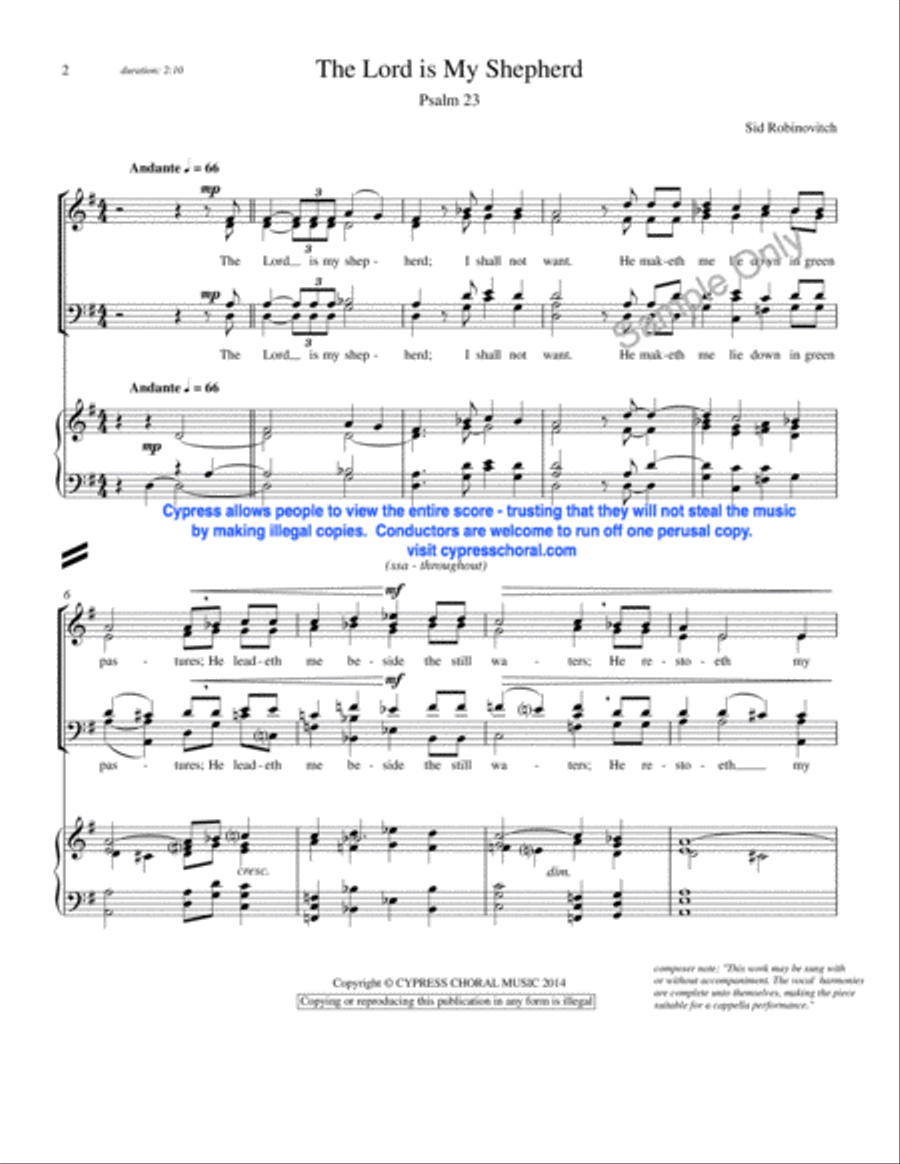 Psalm 23 4-Part scores gallery preview page 2