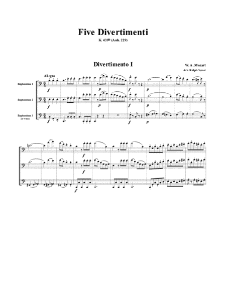 Five Divertimenti for Euphonium Trio