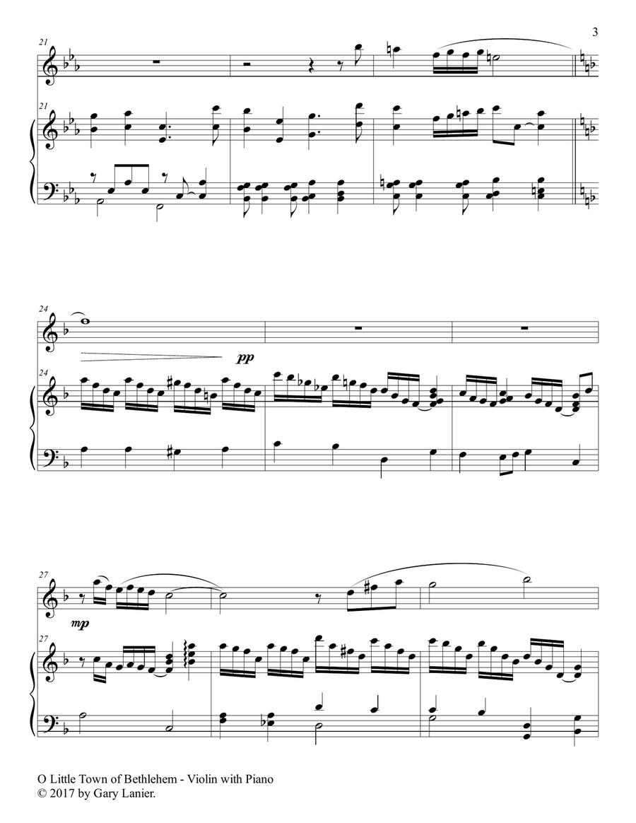 O LITTLE TOWN OF BETHLEHEM (Violin with Piano & Score/Part) O LITTLE TOWN OF BETHLEHEM (Violin with Piano & Score/Part) Violin Solo scores gallery preview page 4