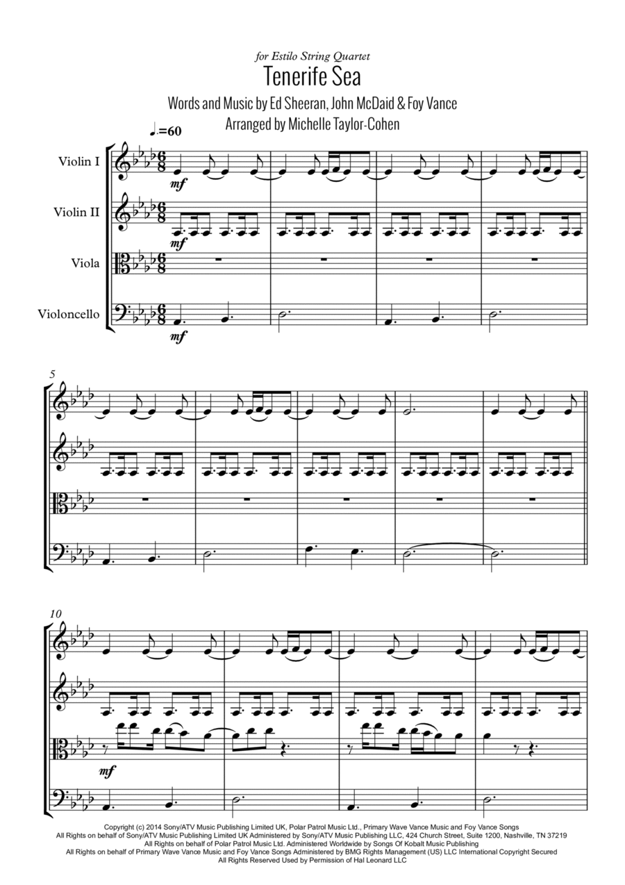 Tenerife Sea Tenerife Sea String Quartet scores gallery preview page 1