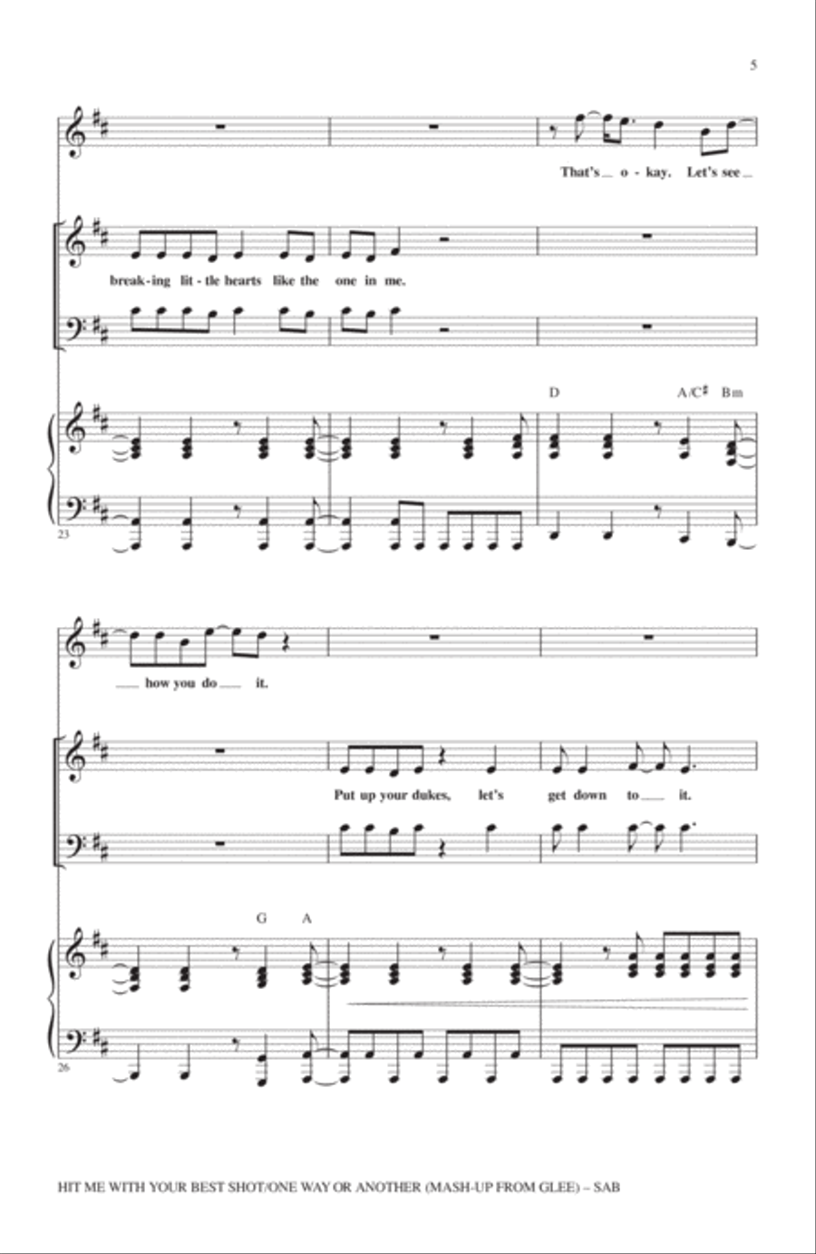 Hit Me With Your Best Shot / One Way Or Another 3-Part scores gallery preview page 4
