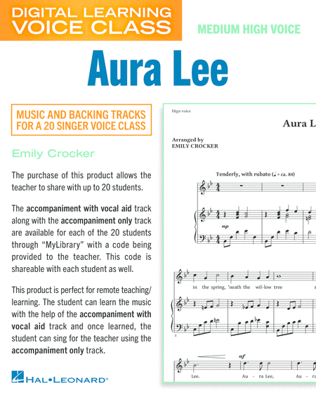 Aura Lee (Medium High Voice) (includes Audio)
