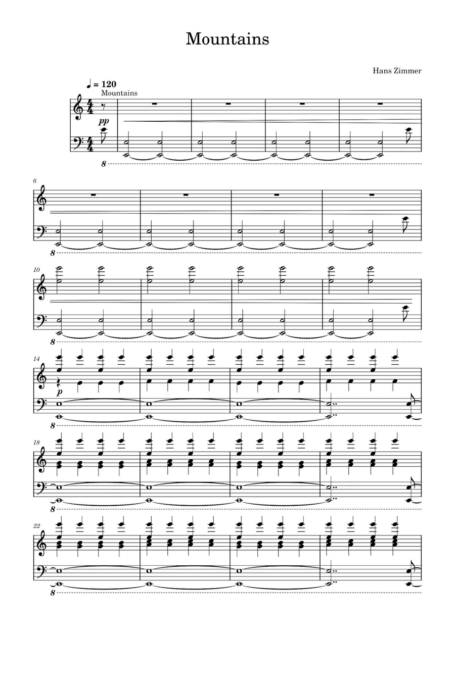 Mountains Piano Solo scores gallery preview page 1