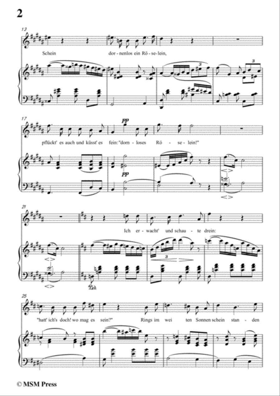 Schumann-Röselein,Röselein,in B Major,for Voice and Piano Voice Solo scores gallery preview page 4