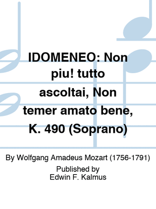 Book cover for IDOMENEO: Non piu! tutto ascoltai, Non temer amato bene, K. 490 (Soprano)