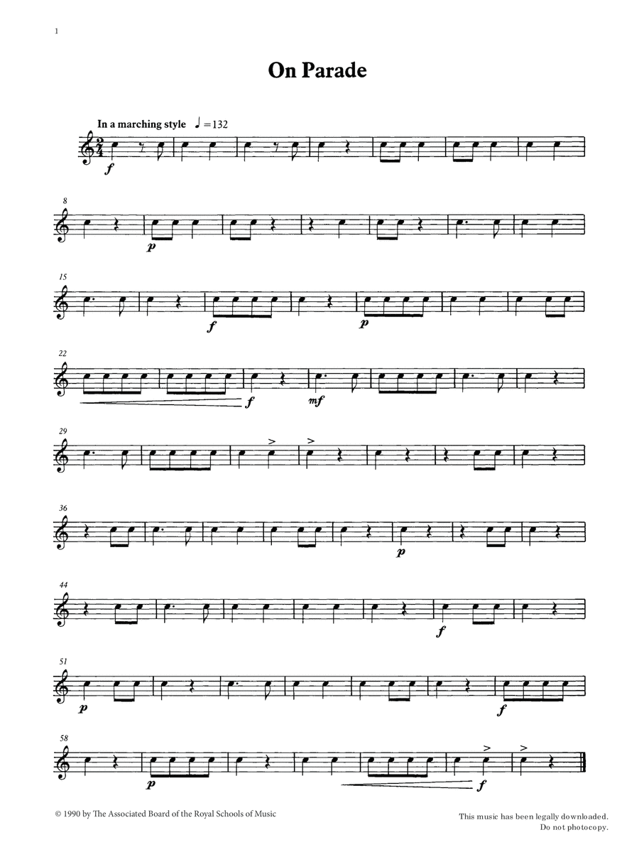 On Parade from Graded Music for Snare Drum, Book I Percussion scores gallery preview page 1