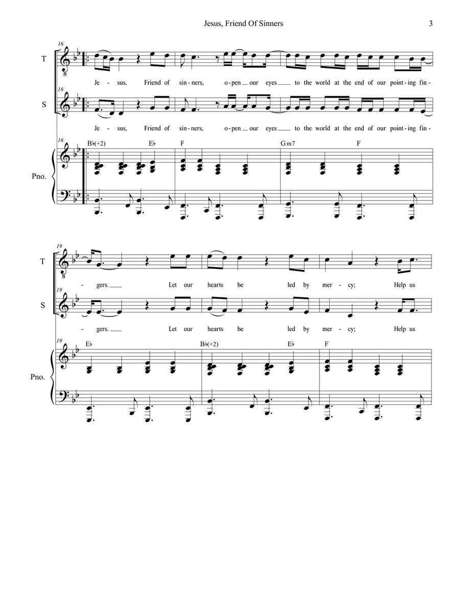 Jesus, Friend Of Sinners Jesus, Friend Of Sinners Tenor Voice scores gallery preview page 3