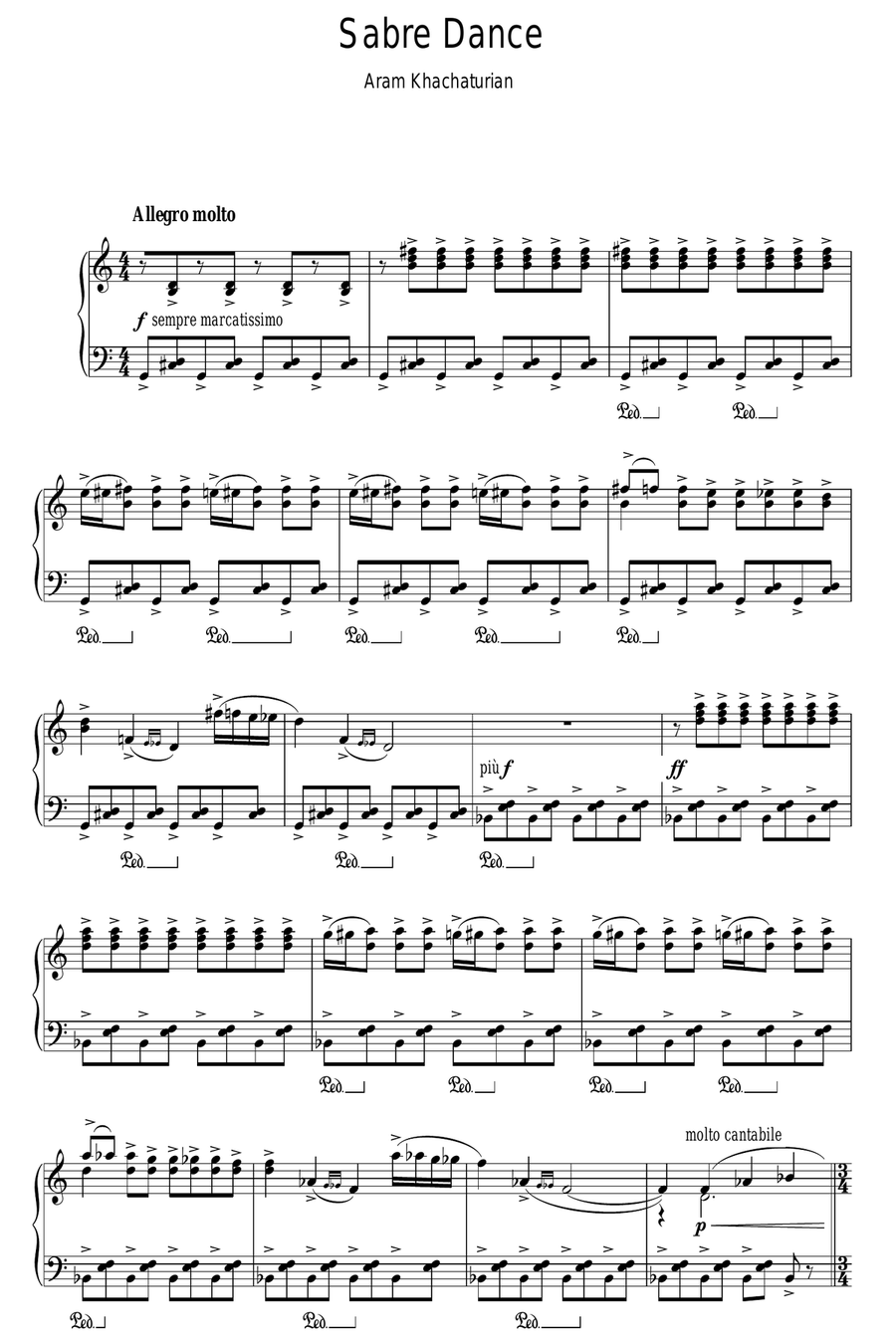 Sabre Dance Piano Solo scores gallery preview page 1