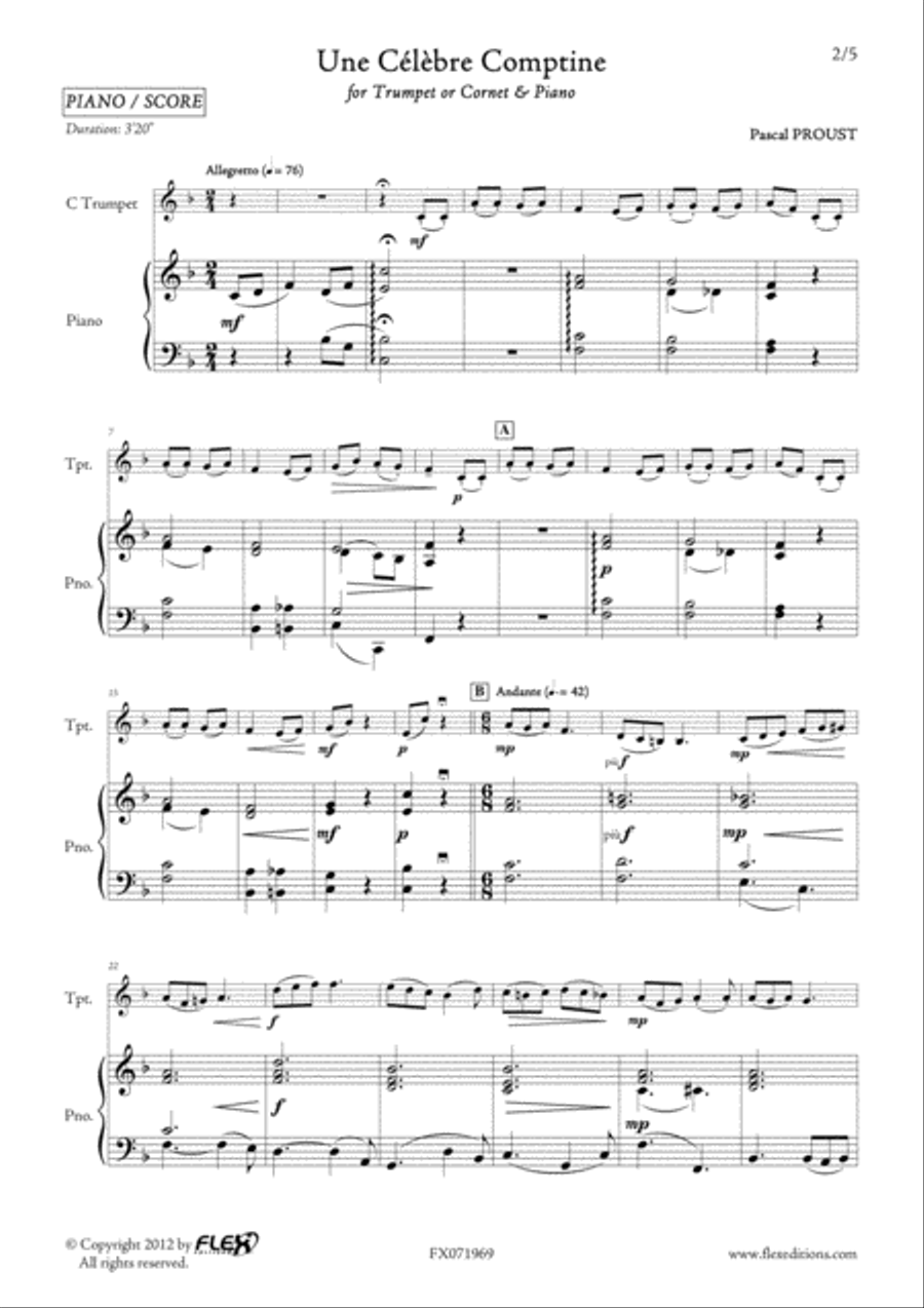 Celebre Comptine Celebre Comptine B-Flat Trumpet scores gallery preview page 2