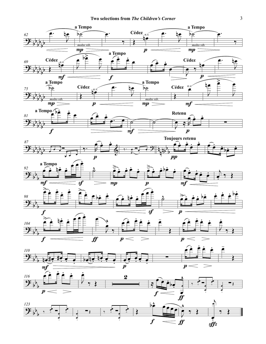 Two Selections from The Children’s Corner for Euphonium & Piano Euphonium scores gallery preview page 3