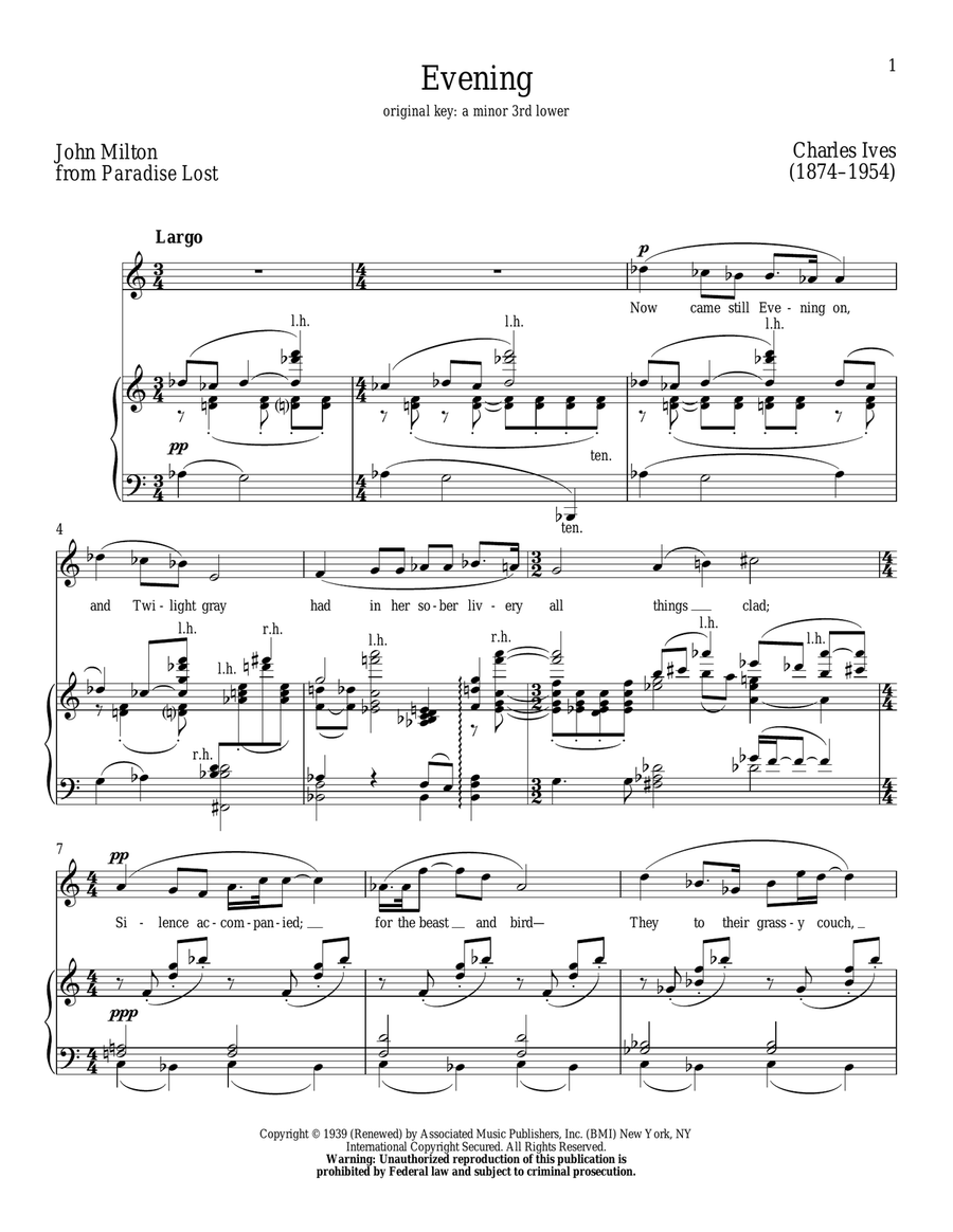 Evening Piano, Vocal scores gallery preview page 1