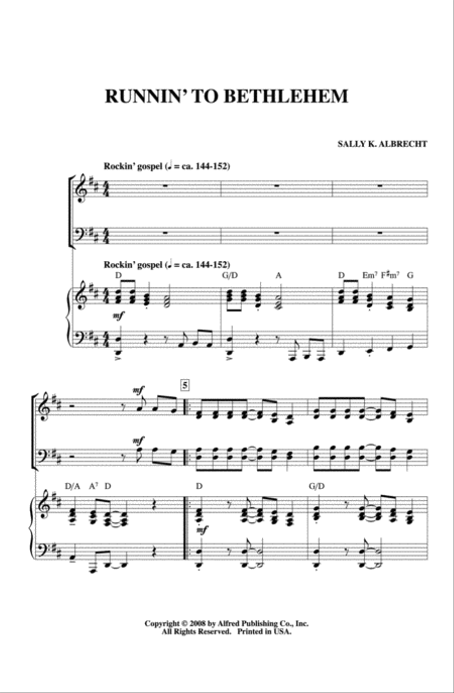 Runnin' to Bethlehem 4-Part scores gallery preview page 2
