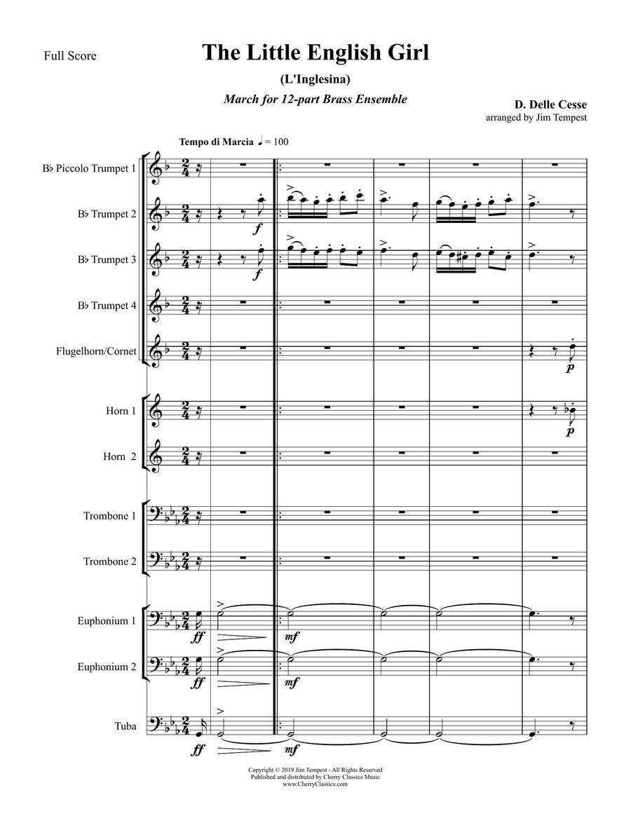 The Little English Girl (L'Inglesina) March for 12-part Brass Ensemble Brass Ensemble scores gallery preview page 1