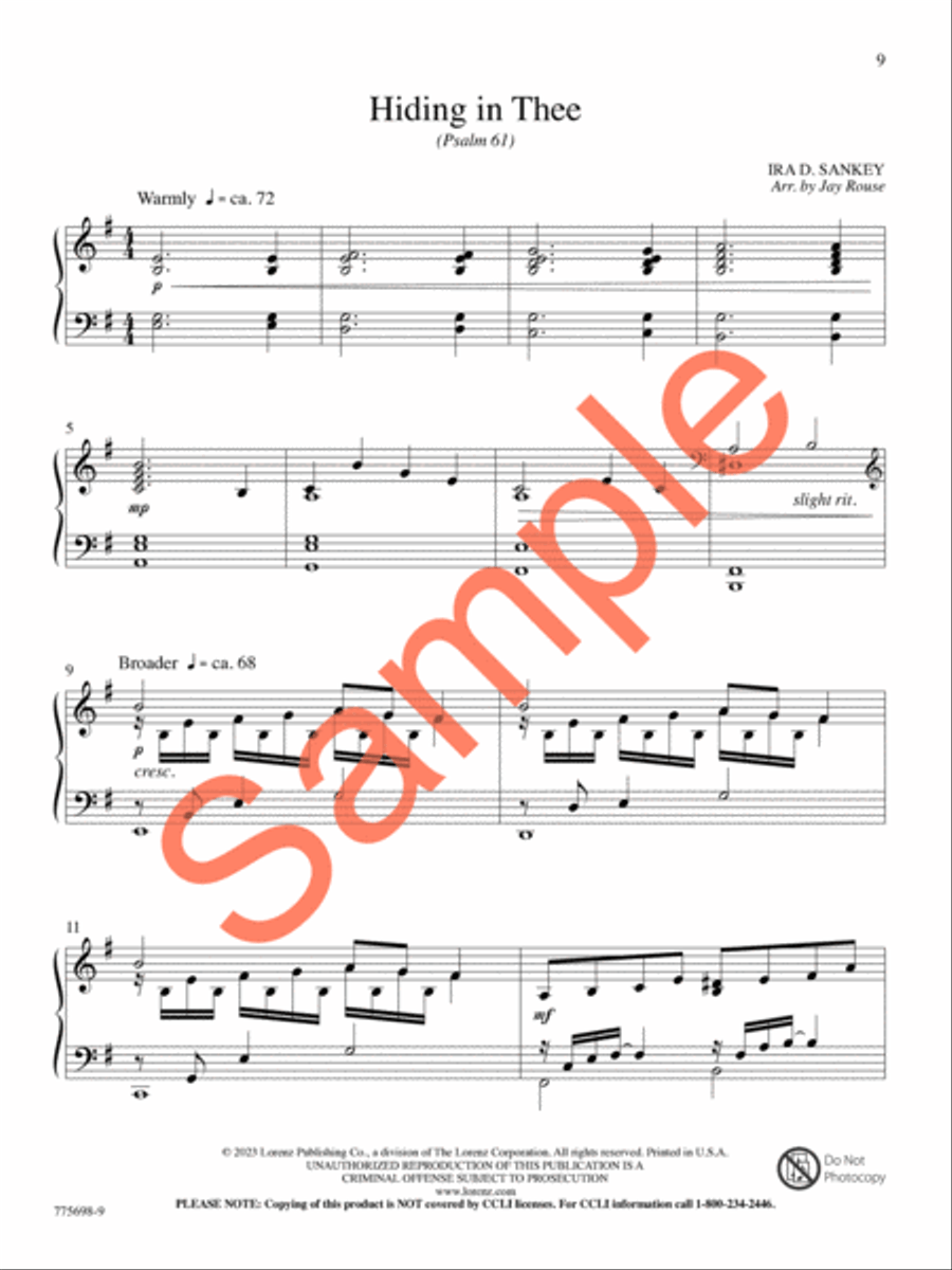 Hiding in Thee Piano Solo scores gallery preview page 9