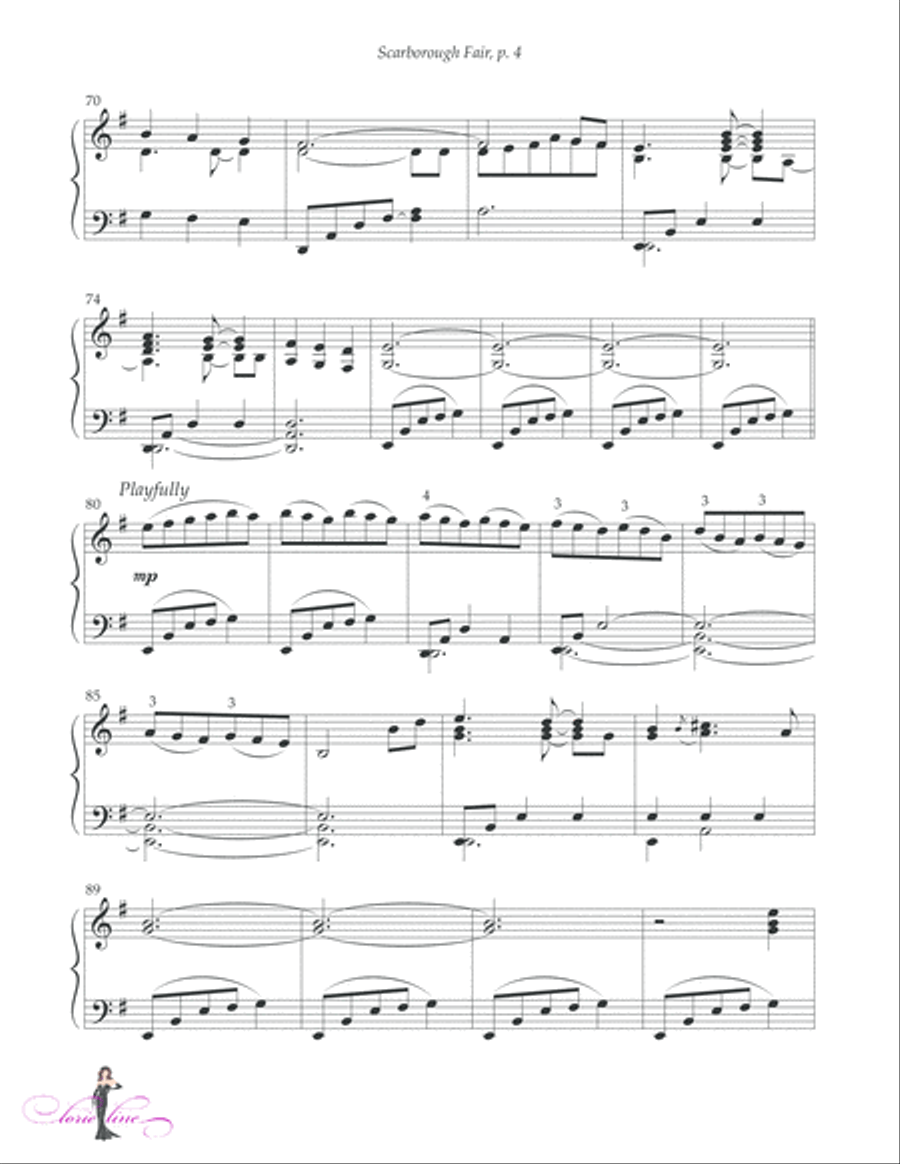 Scarborough Fair Piano Solo scores gallery preview page 5