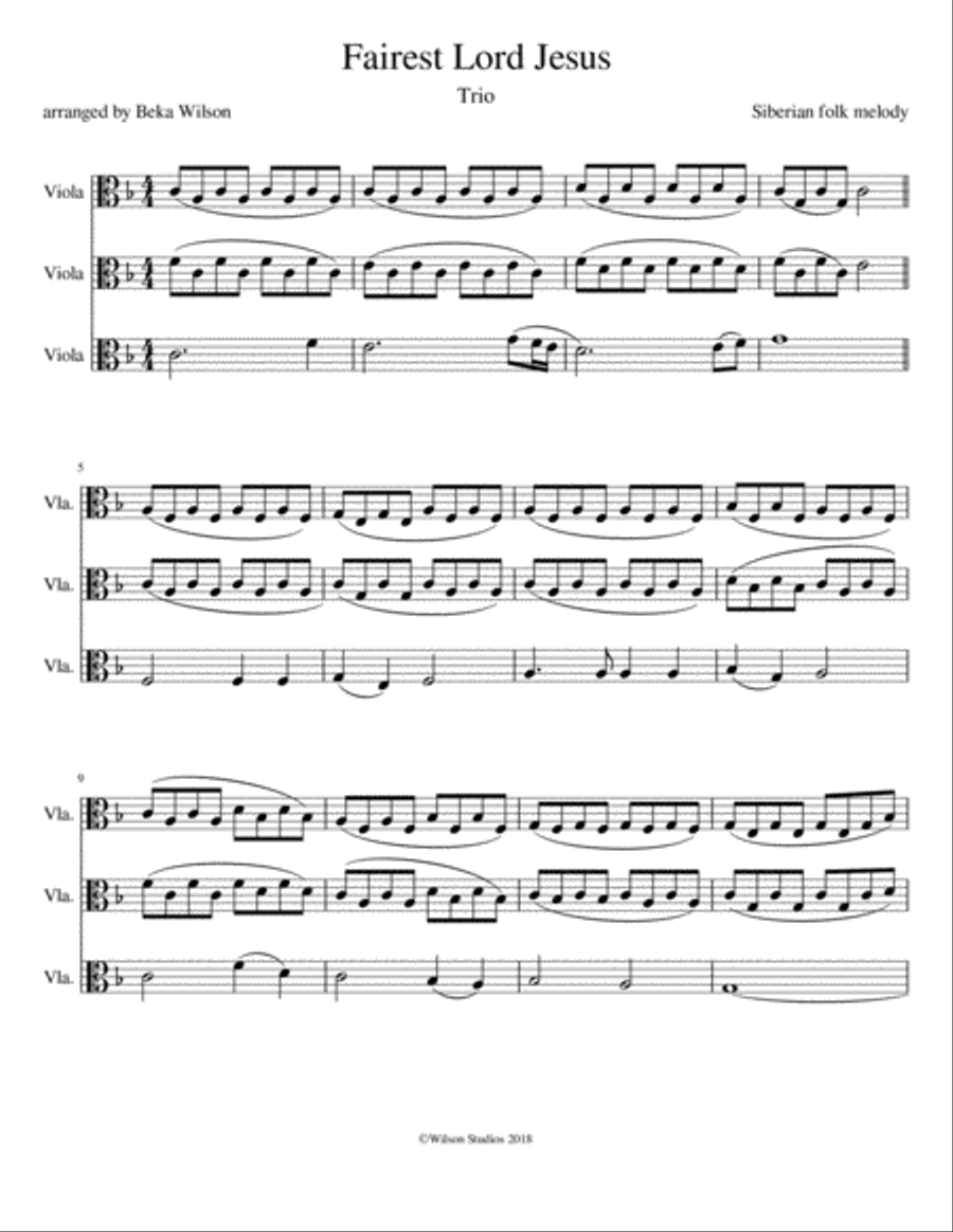 Fairest Lord Jesus String Trio scores gallery preview page 1