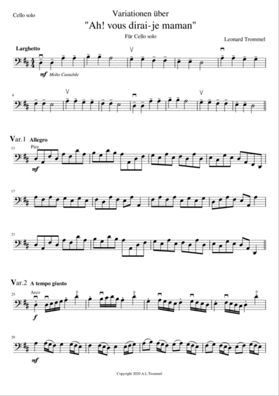 CELLO SOLO VERSION: Variations on 