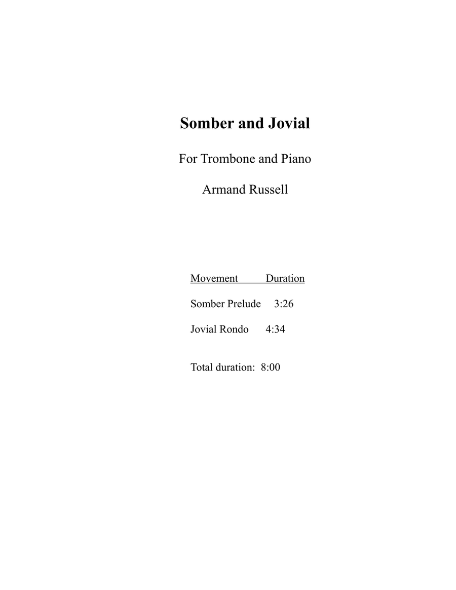 Somber and Jovial for Trombone and Piano Piano scores gallery preview page 2