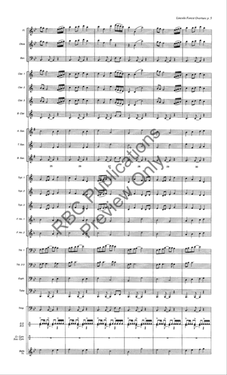 Lincoln Forest Overture (Score) Concert Band scores gallery preview page 8