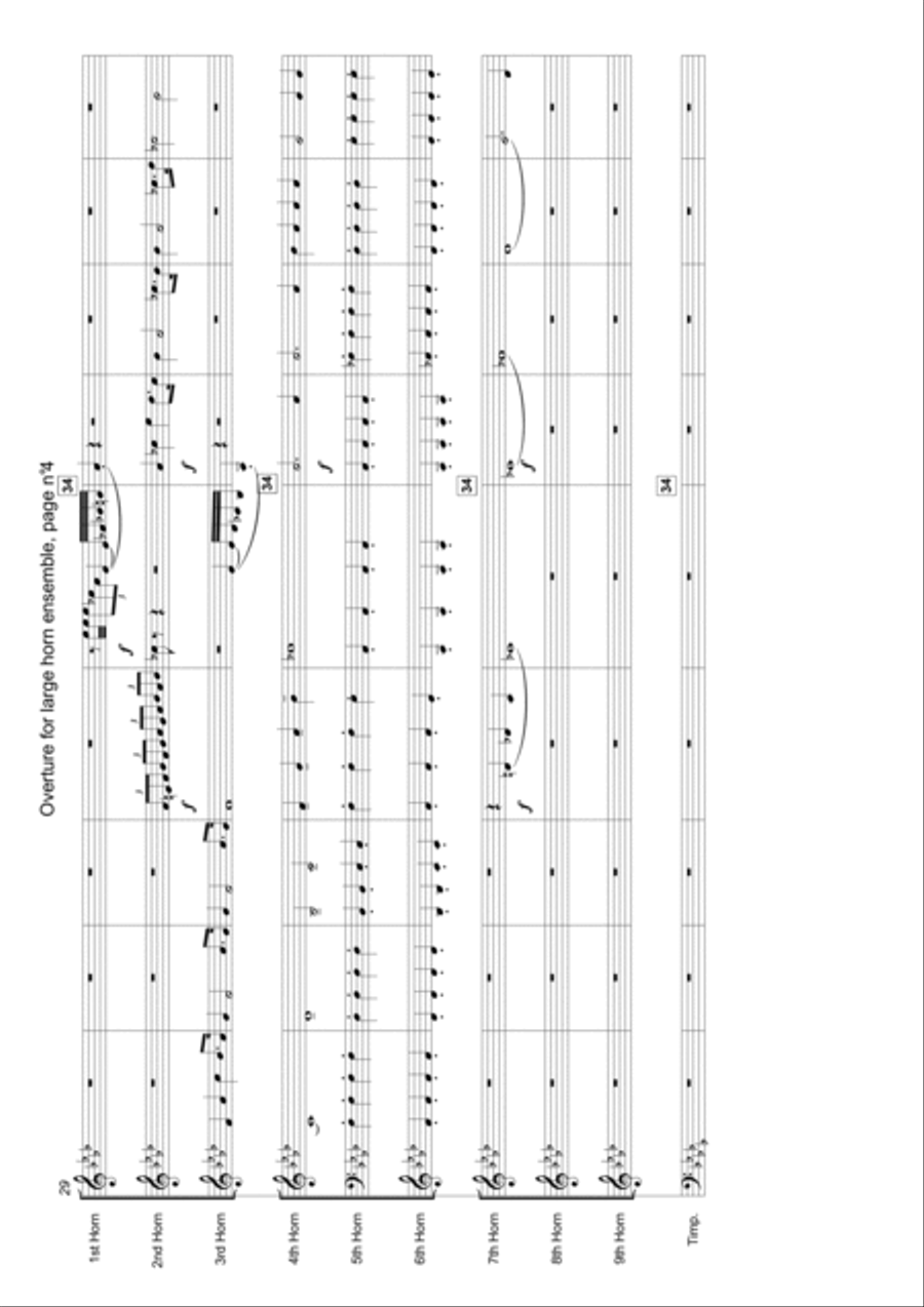 Overture for large horn ensemble and timpani Horn scores gallery preview page 4