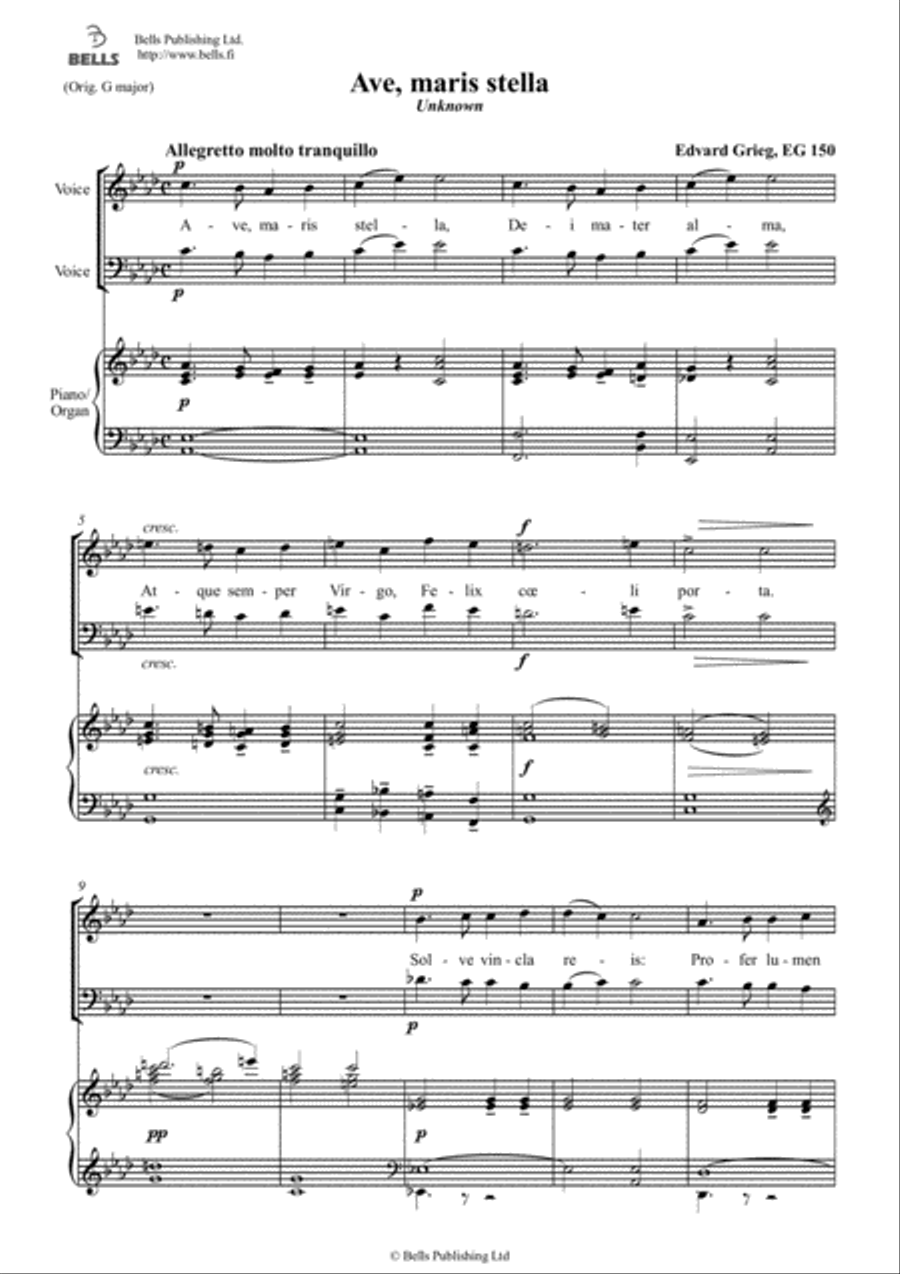 Ave, maris stella (duet) (A-flat Major) Piano Accompaniment scores gallery preview page 1