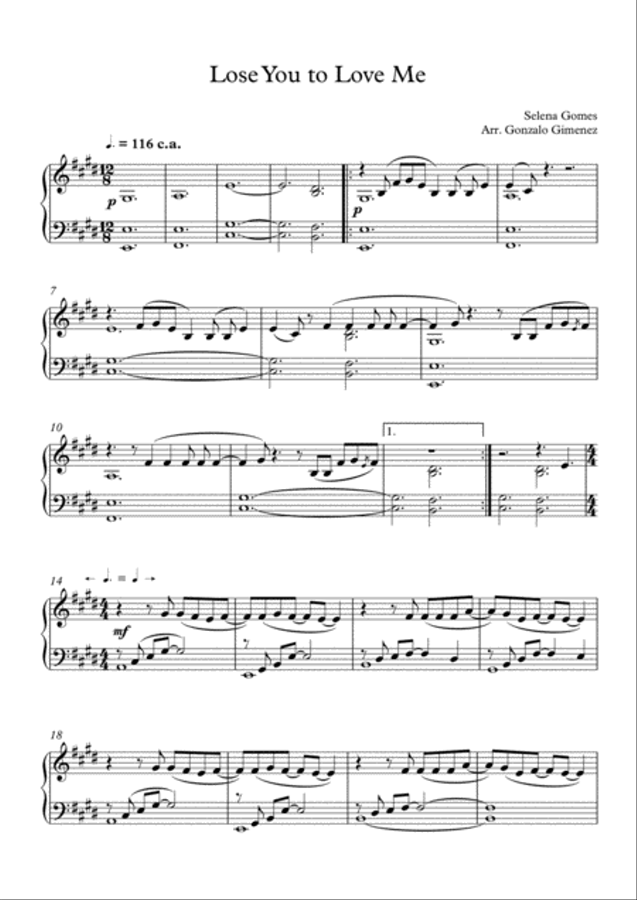Lose You To Love Me Lose You To Love Me Piano Solo scores gallery preview page 2