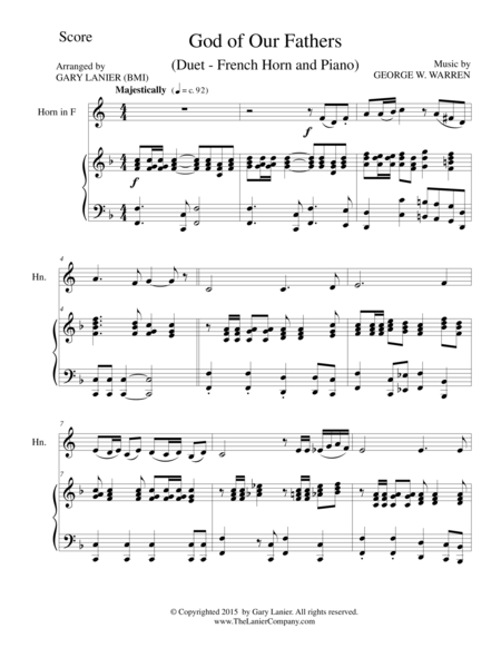 GOD OF OUR FATHERS (Duet – French Horn and Piano/Score and Parts) image number null