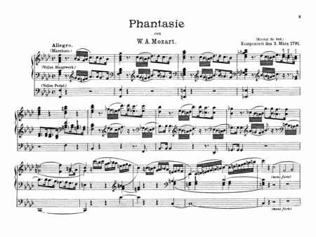 Mozart: Fantasy in F Minor, K. 608