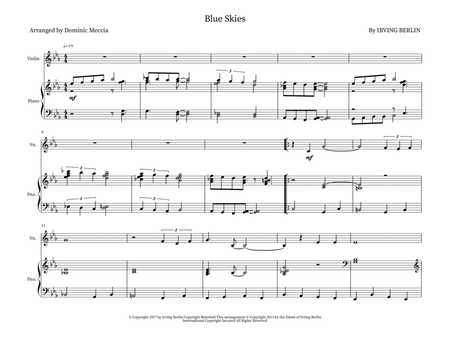 Blue Skies String Duet scores gallery preview page 1