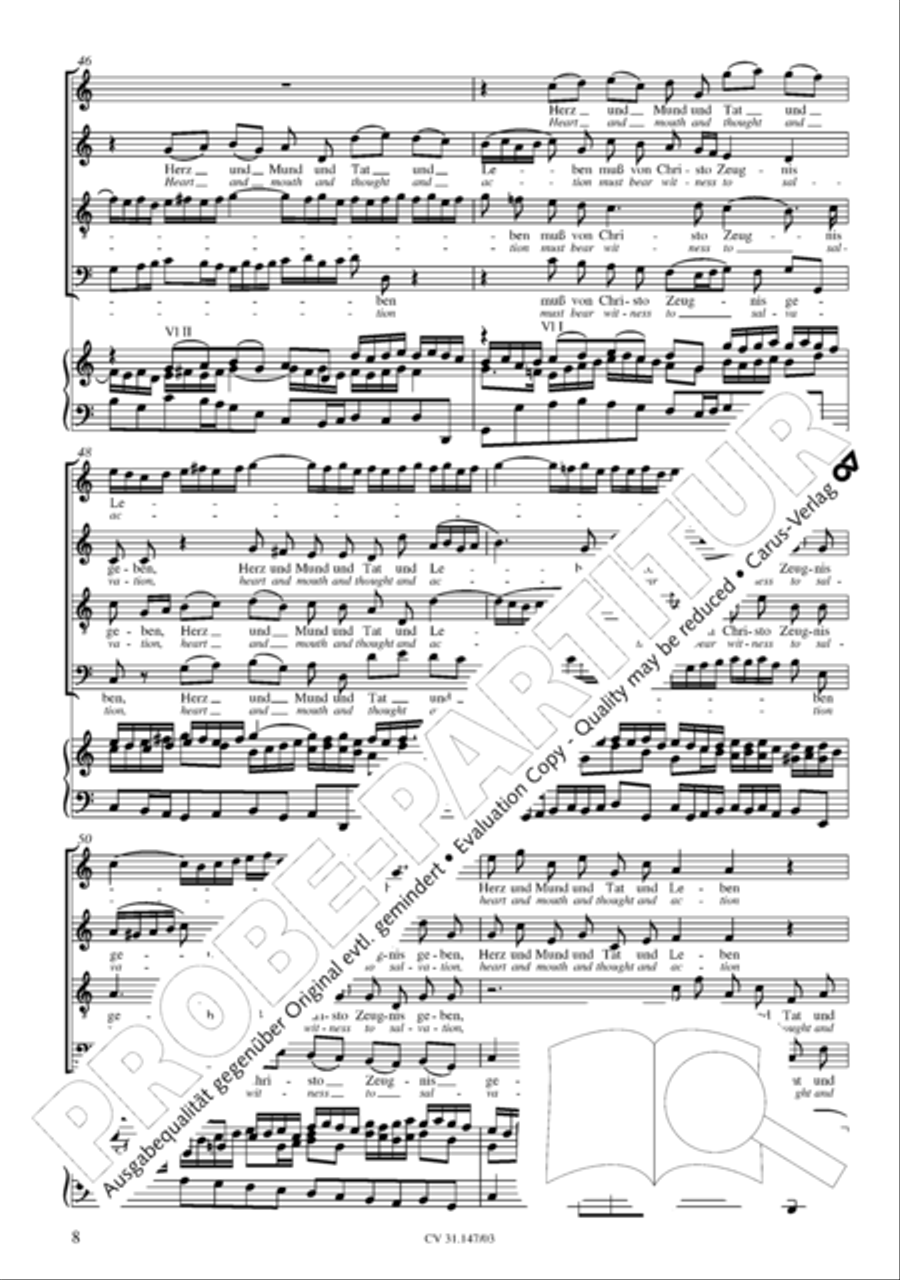 Heart and mouth and thought and action (Herz und Mund und Tat und Leben) 4-Part scores gallery preview page 9