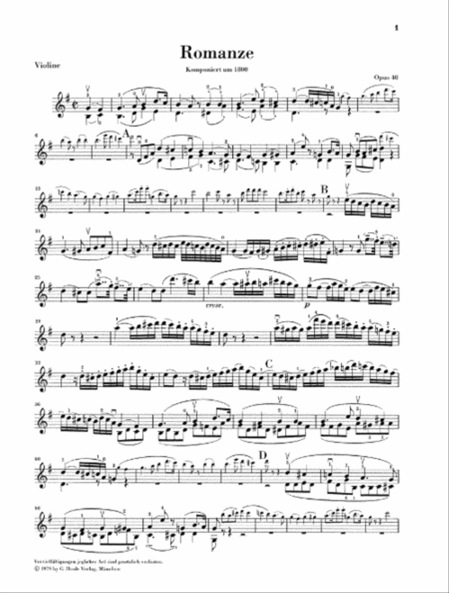 Romances for Violin and Orchestra Op. 40 & 50 in G and F Major Violin Solo scores gallery preview page 4
