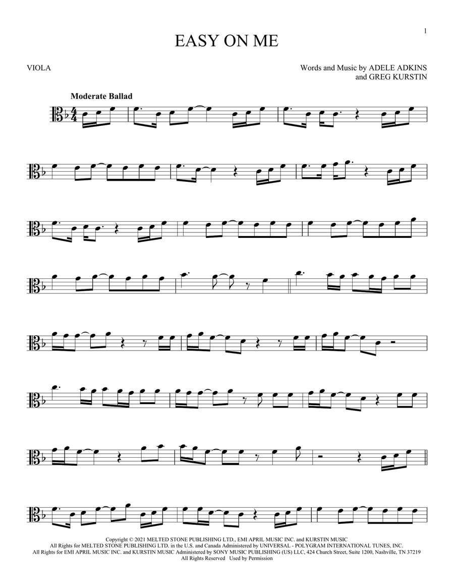 Easy On Me Viola Solo scores gallery preview page 1