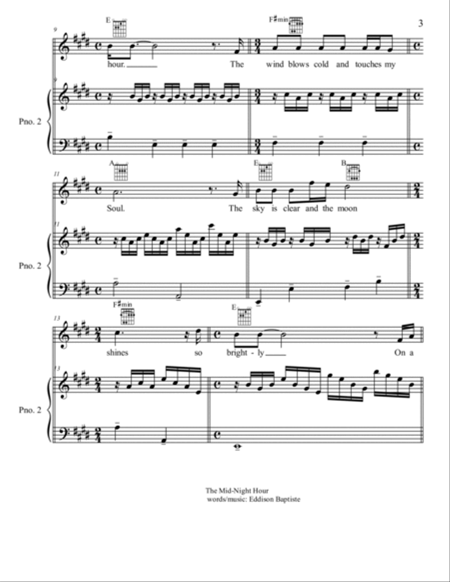 The Mid-Night Hour Piano, Vocal, Guitar scores gallery preview page 3