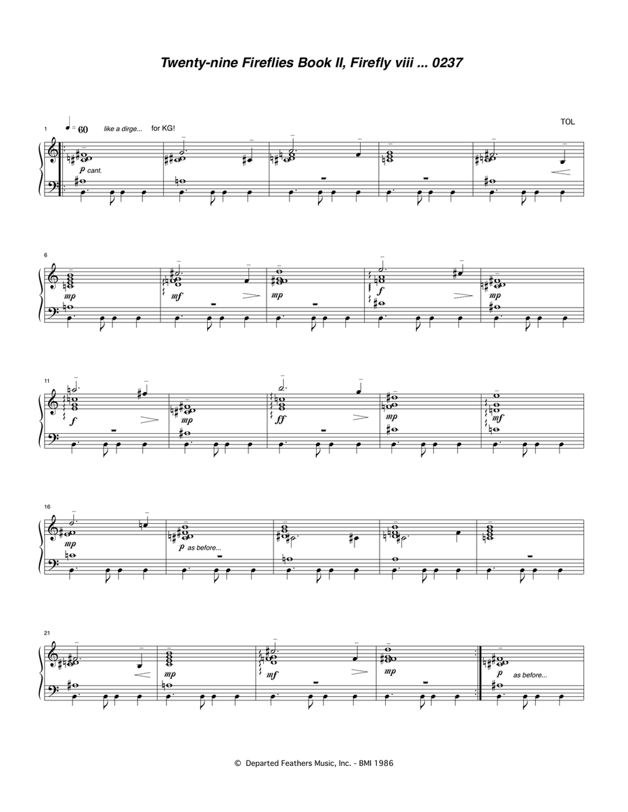 Twenty-nine Fireflies Book II, Firefly viii 0237 Piano Solo scores gallery preview page 1