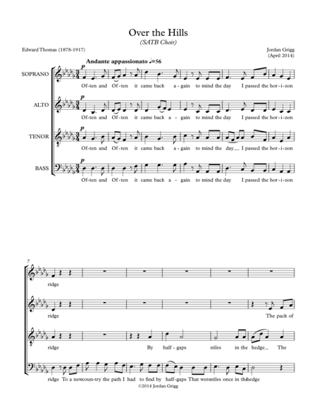 Over the Hills (SATB Choir) image number null