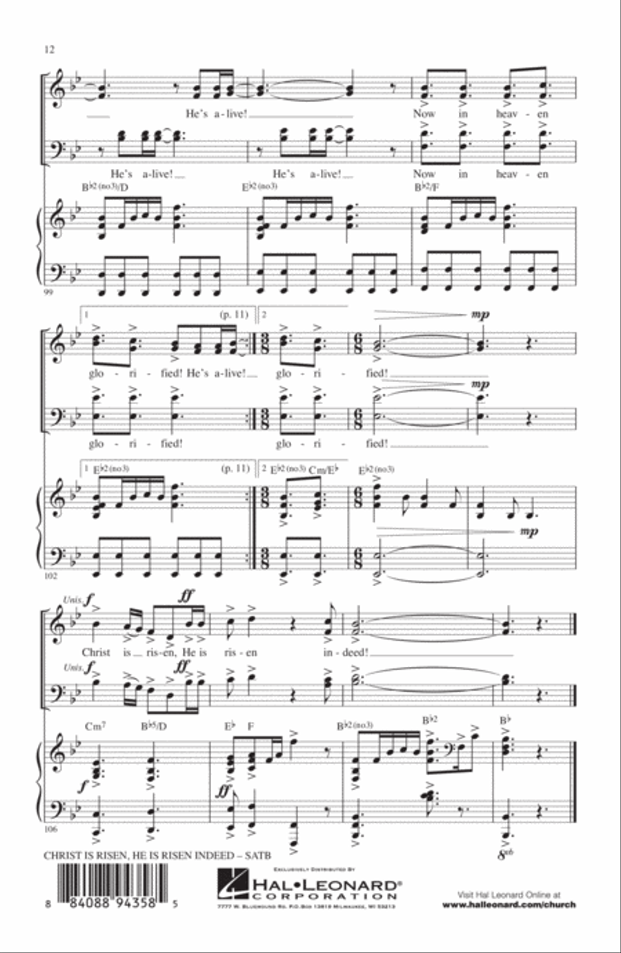 Christ Is Risen, He Is Risen Indeed (arr. James Koerts) 4-Part scores gallery preview page 11