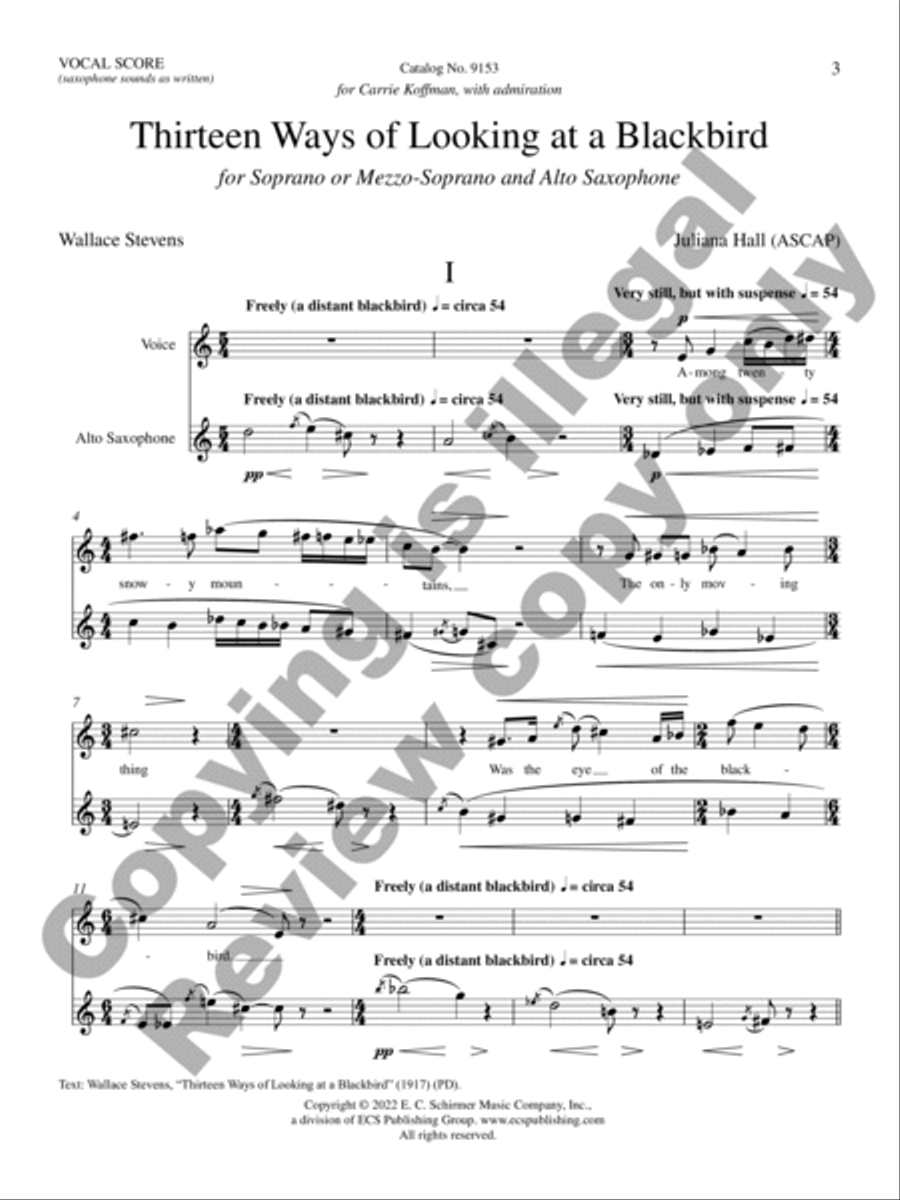 Thirteen Ways of Looking at a Blackbird Alto Saxophone scores gallery preview page 4