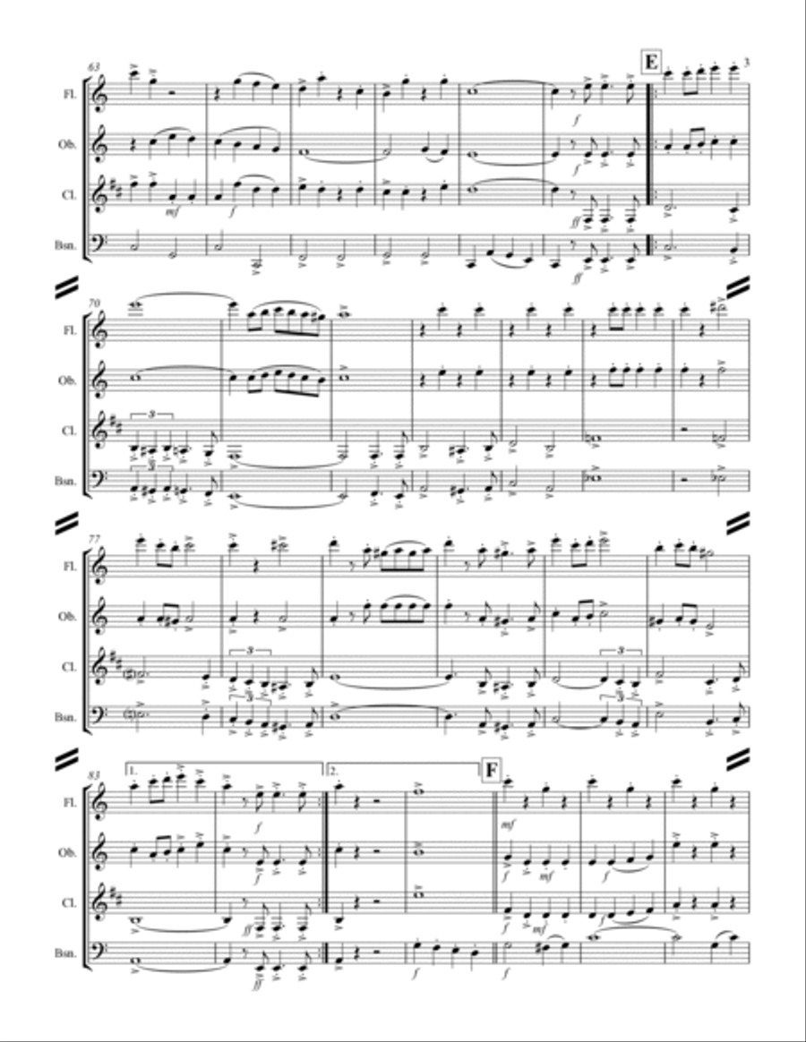 March - “Colonel Bogey” (for Woodwind Quartet) Woodwind Quartet scores gallery preview page 4