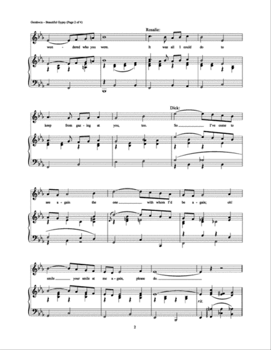 Beautiful Gypsy Piano, Vocal, Guitar scores gallery preview page 2