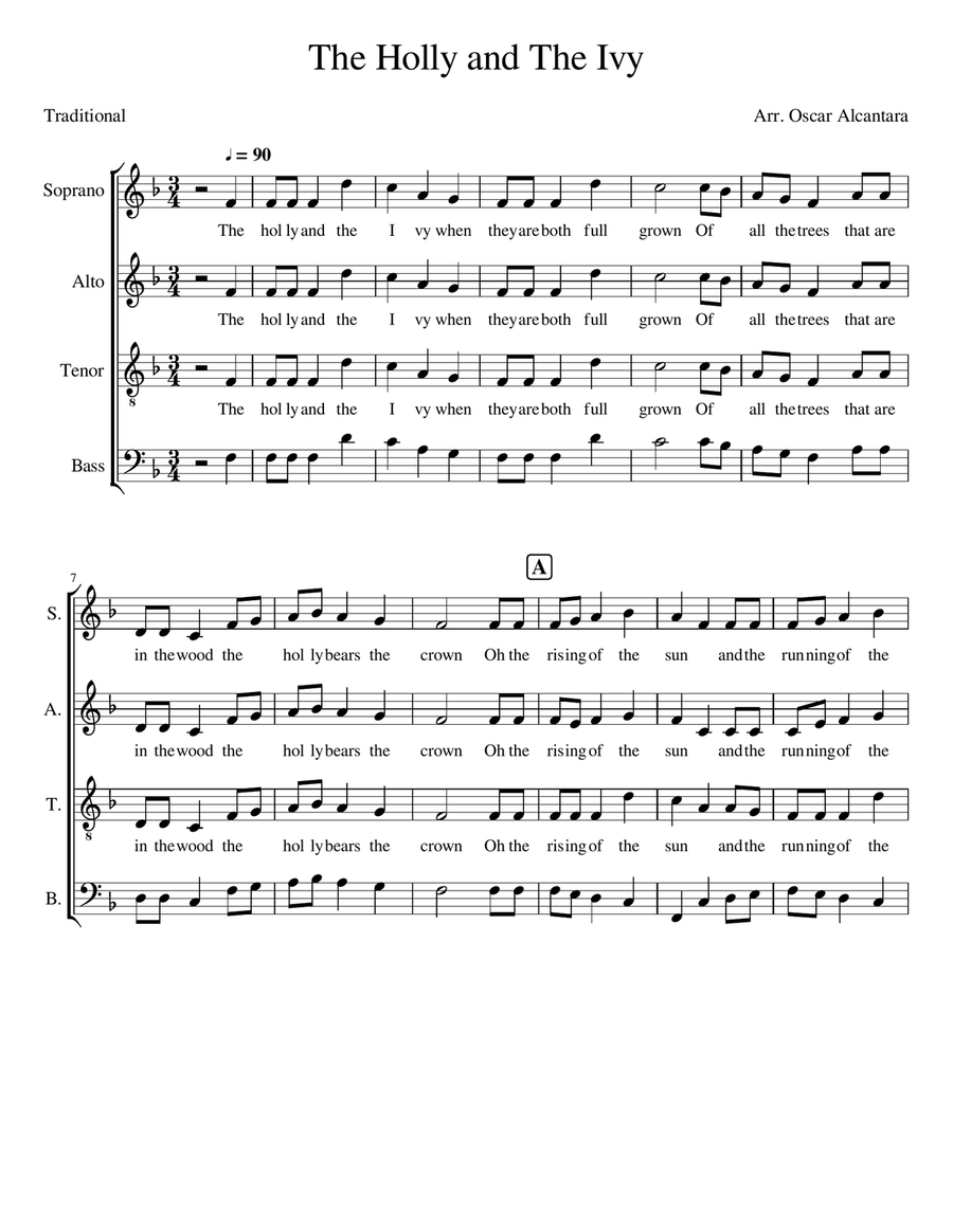 The Holly And The Ivy 4-Part scores gallery preview page 1