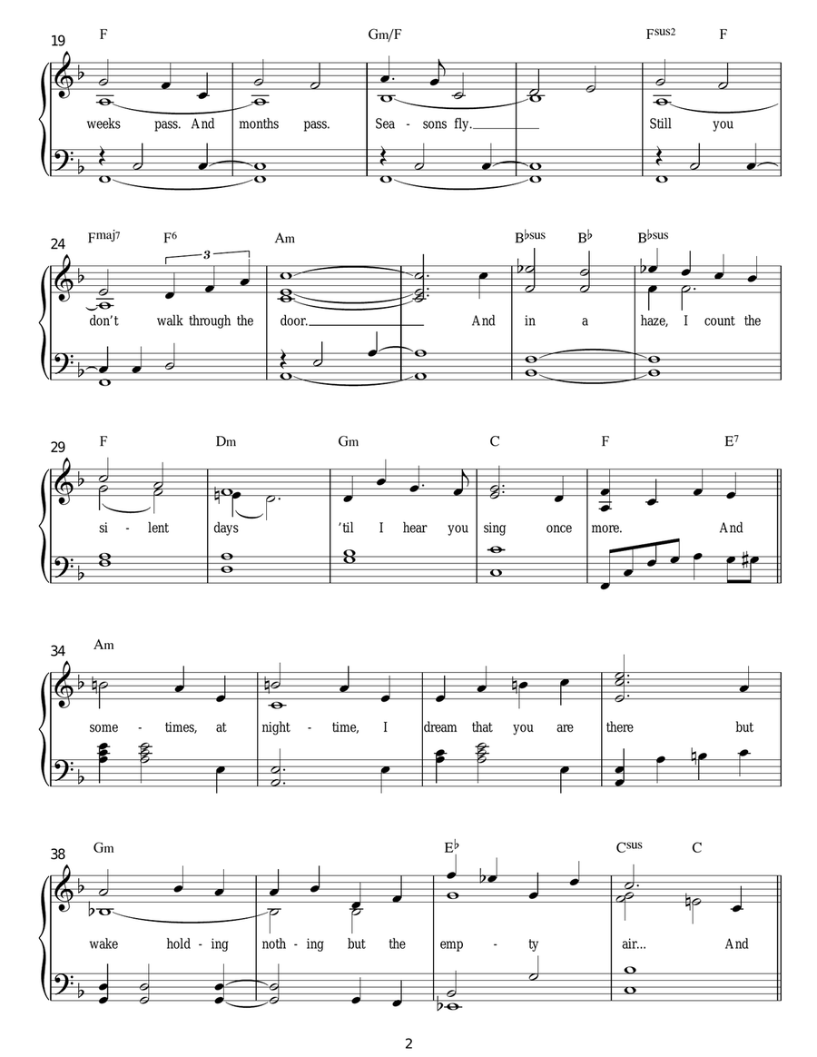 'Til I Hear You Sing (from Love Never Dies) Easy Piano scores gallery preview page 2