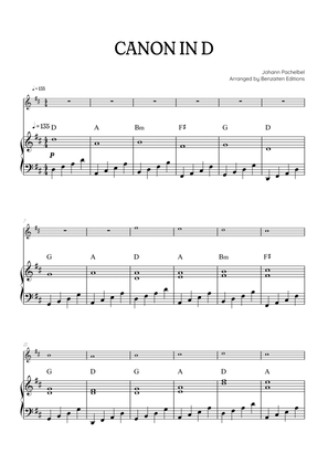 Pachelbel Canon in D • oboe sheet music with piano accompaniment and chords