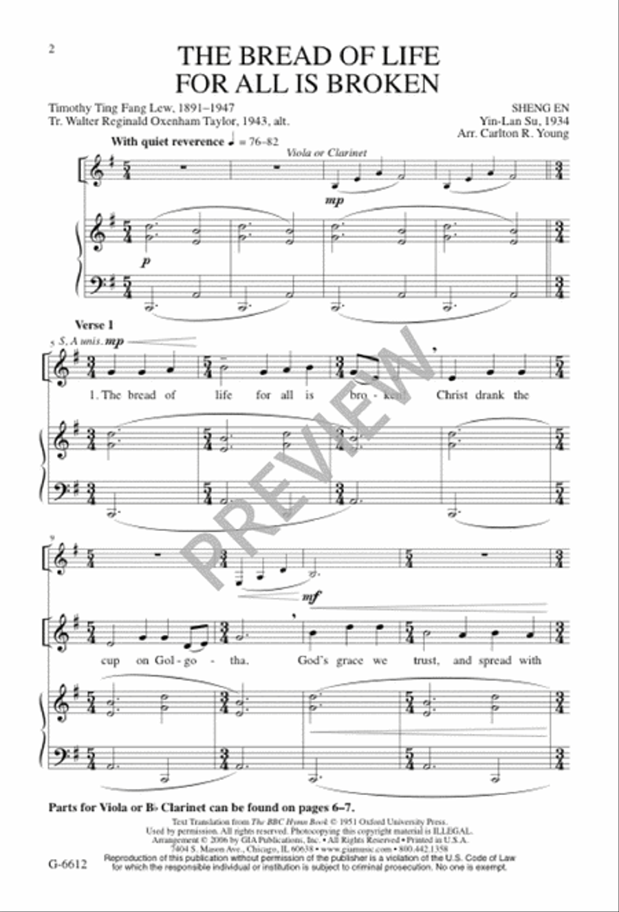 The Bread of Life for All Is Broken 2-Part scores gallery preview page 2