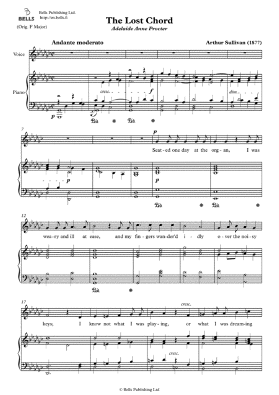 The Lost Chord (G-flat Major) Voice Solo scores gallery preview page 1