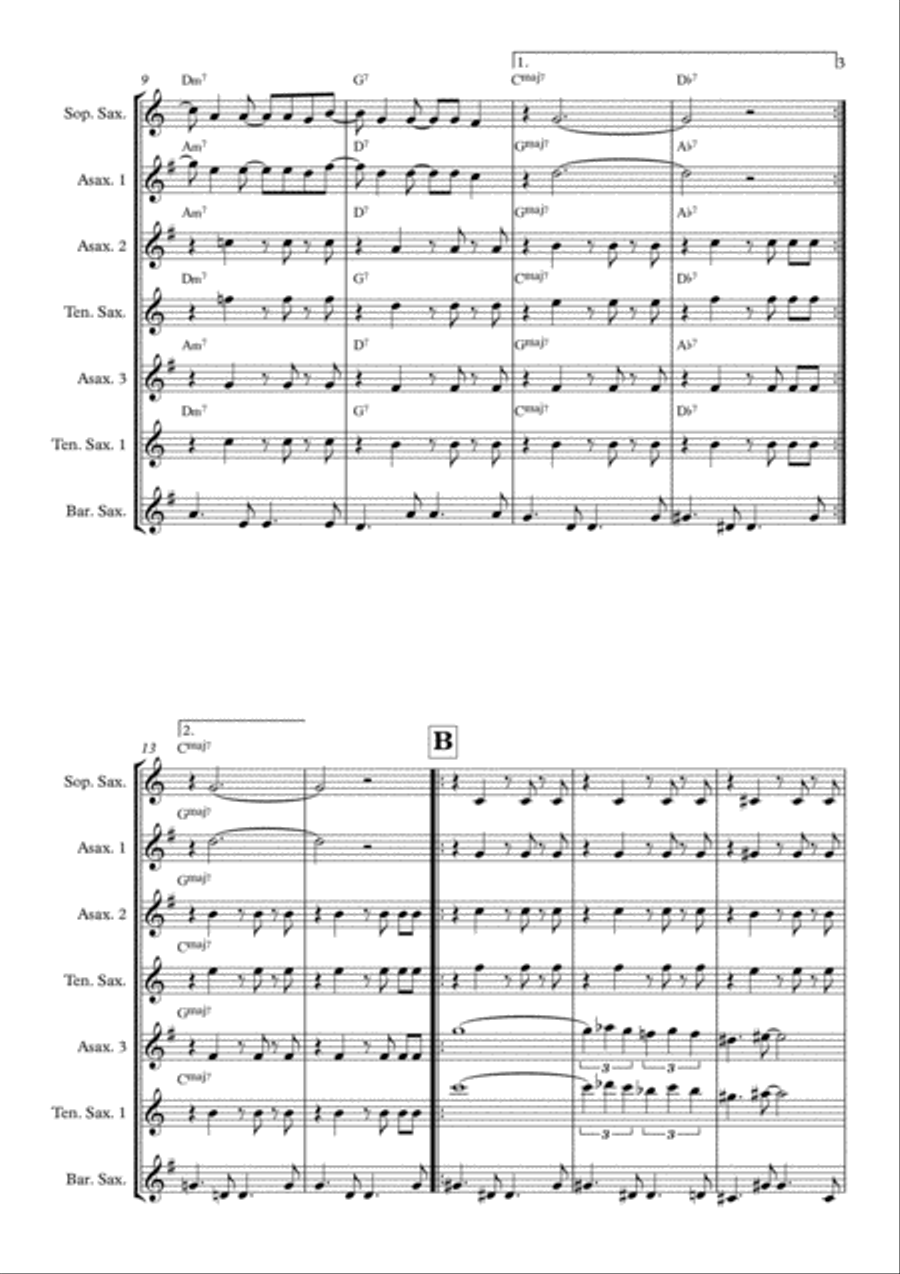 The Girl From Ipanema (Garota De Ipanema) Saxophone Quintet scores gallery preview page 3